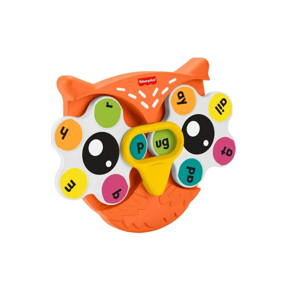 Fisher-Price Orange Owl Letter Spinner Learning Toy with Colorful Buttons